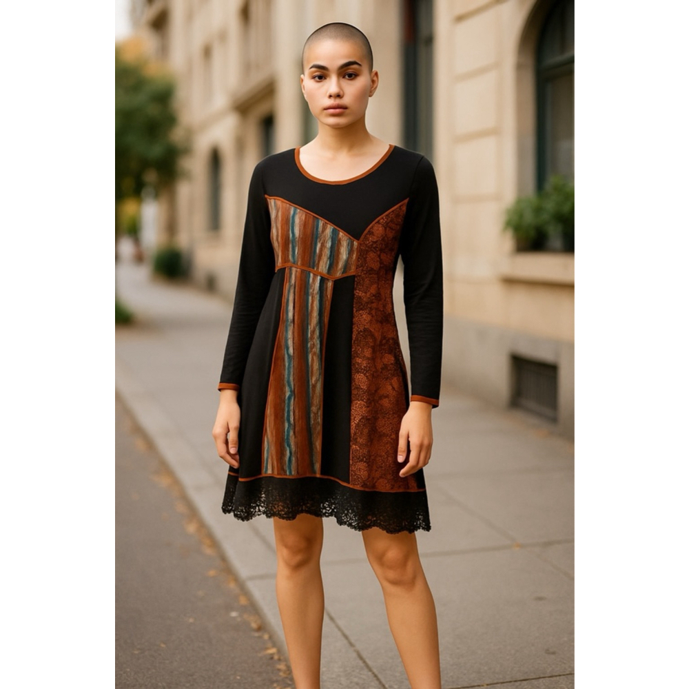 Papa Vancouver sweater Dress Black/Orange Size L